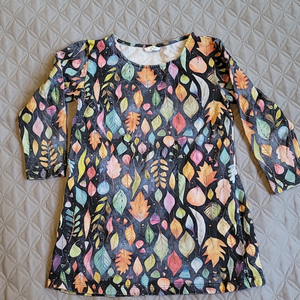 Watercolor leaf print dress